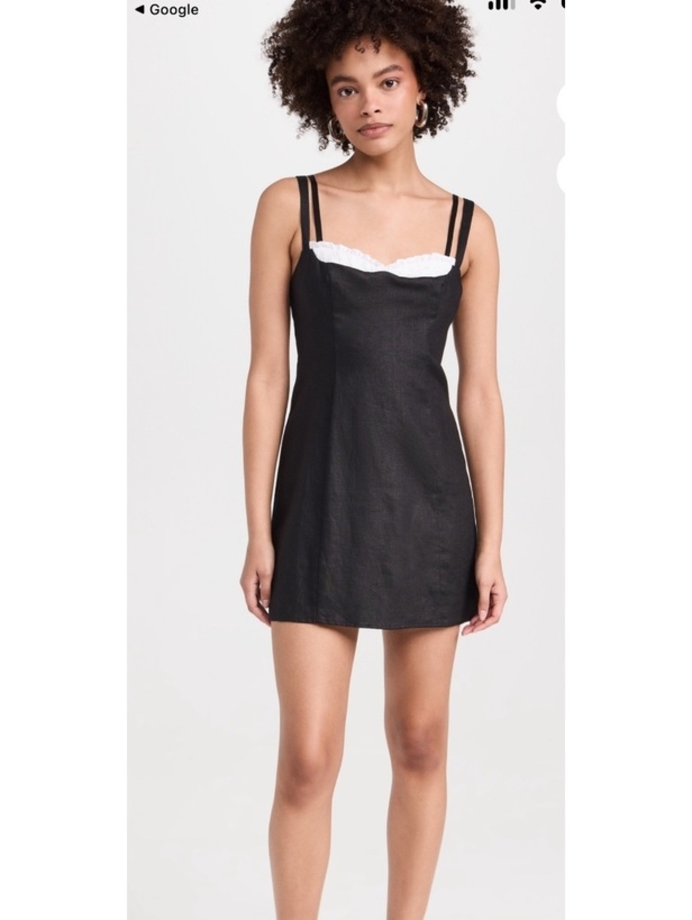 Reformation Lovella Linen dress Black and White Linen Silk trim 8